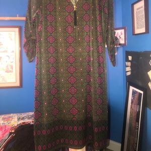 Olive long sleeve dress with zipper